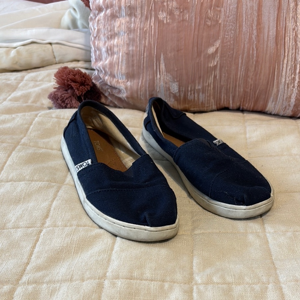 Kids TOMS Navy Slip-On Shoes